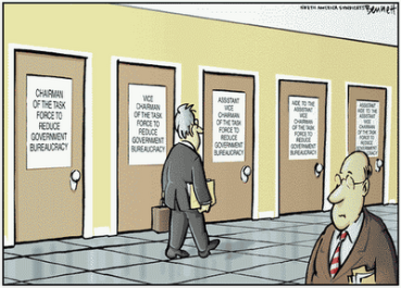 Doors shut, minds closed, opportunities lost, lives destroyed. The Bloated State | Cartoon by Clay Bennett | Click for larger image.