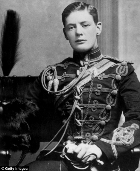 Winston Churchill in the Hussars just before he saw action in North India  |  Image courtesy - dailymail.co.uk  |  Click for image.