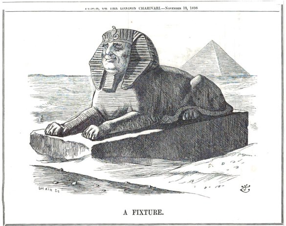 John Bull's dreams were rudely shattered by Nasser. John Tenniel cartoon in Punch, after the Fashoda (1898) Incident between France & Britain, which was resolved diplomatically.  France agreed to British supremacy over Egypt. Nasser blew away British dreams of continued imperialism.